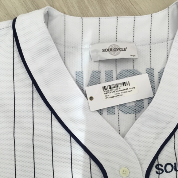 Soulcycle, size large, white with blue stripe, baseball jersey - Picture 3 of 4